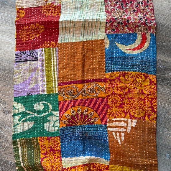 NWOT KANTHA reversible Colorful Patchwork Scarf - Picture 2 of 4